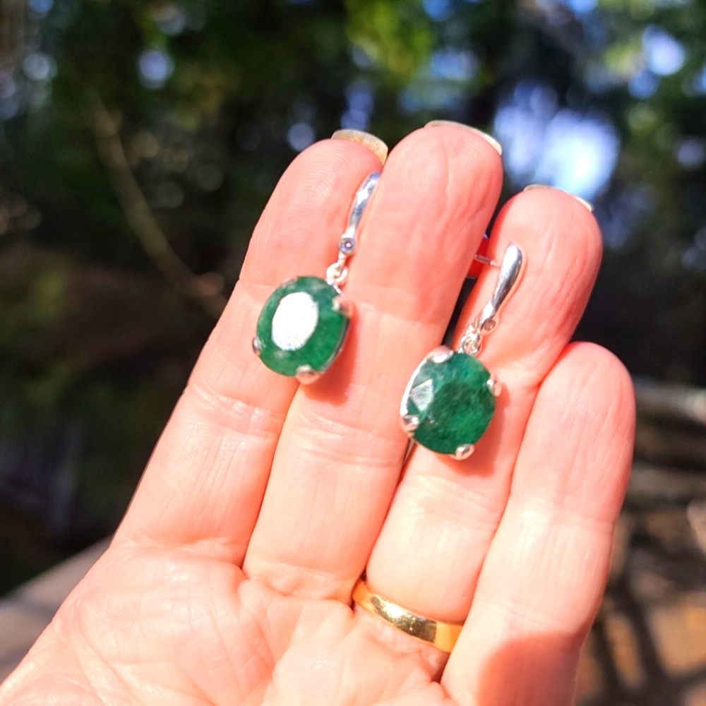 Green Beryl 6k simple sterling earrings